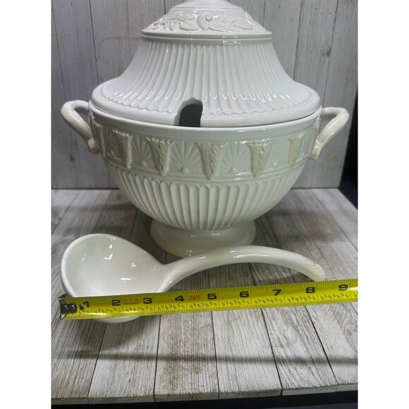 Vtg Lenox Butler's Pantry Soup Tureen with Lid and Ladle with Tag Cream 12" Tall - Picture 8 of 15